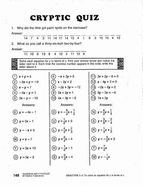 algebra with pizzazz answer key